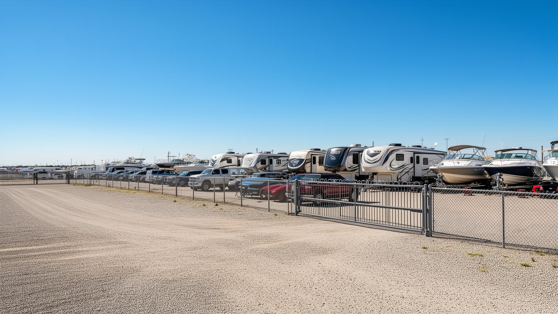 RV and boat storage facility with security gates